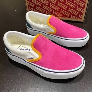 Vans Classic Slip On in Platform Pink Multicolor